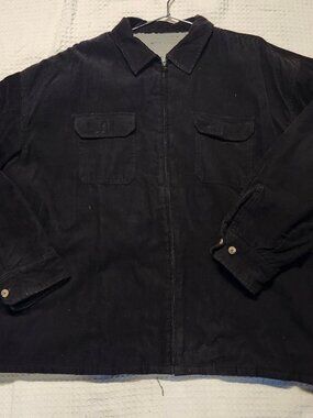 Vintage Marino Bay Fleece Lined Black Corduroy Zip Up Jacket Big & Tall Size